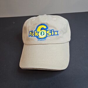 New Jersey Lottery Pick Six Hat Baseball Cap Souvenir Beige Adjustable NWOT Dad